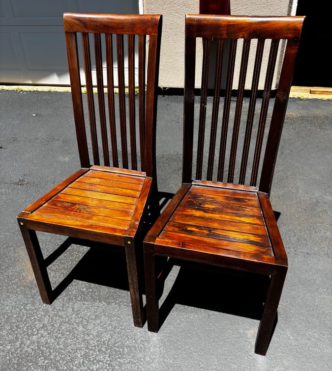 (X’s 2) Slat Back Wooden Dining Chairs