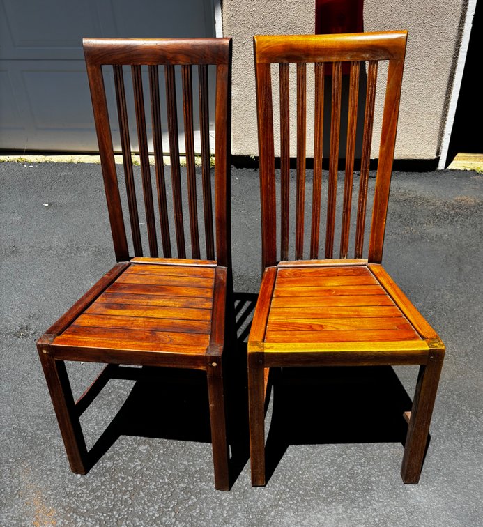 (X’s 2) Slat Back Wooden Dining Chairs