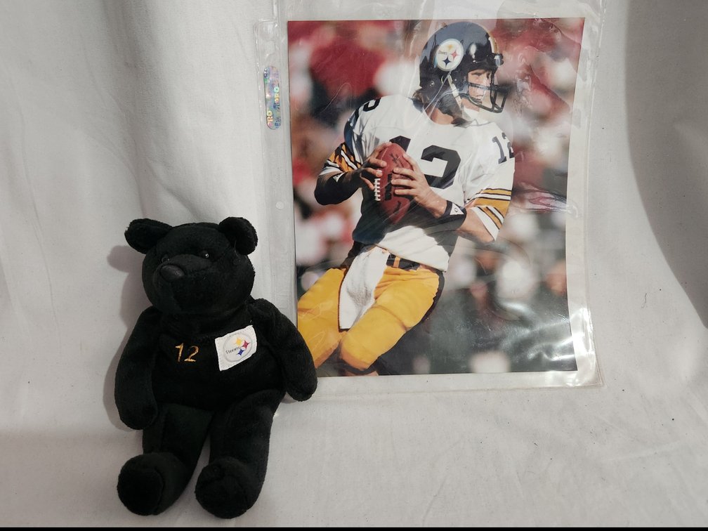 Terry Bradshaw Bear and Photo w/ Dave Parker Bobblehead