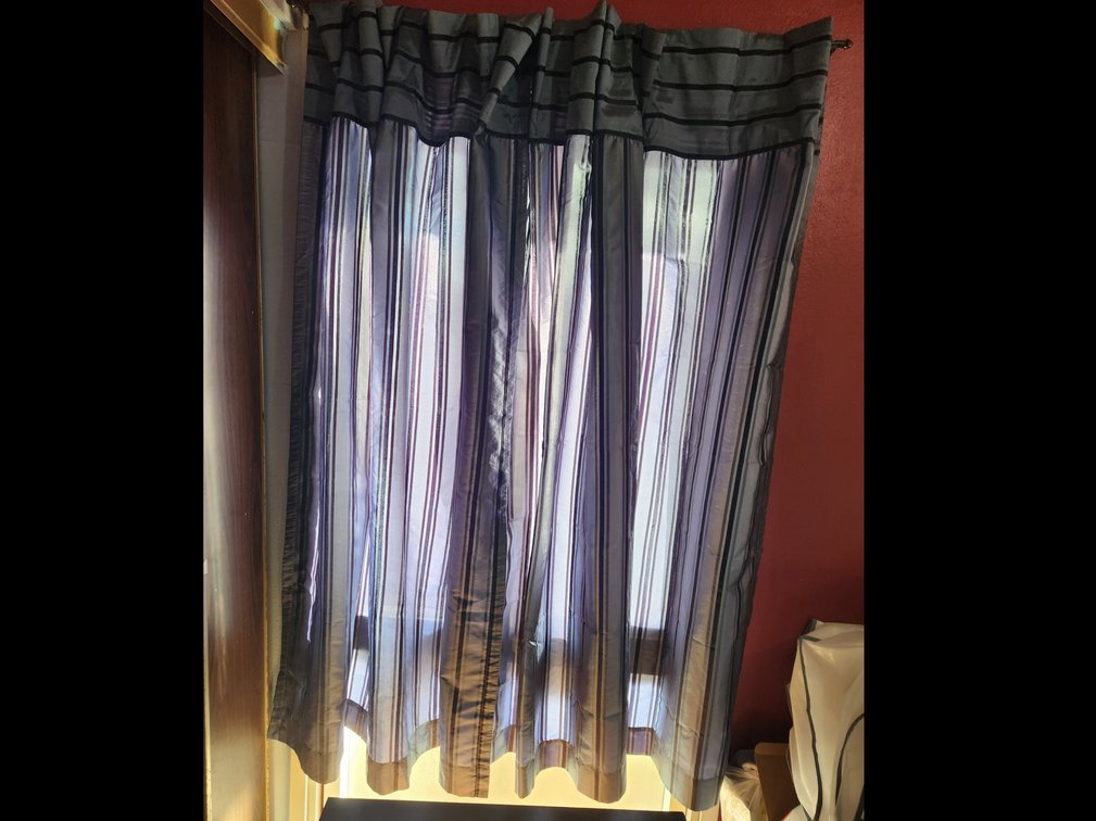 Black and Blue Stiped Curtains 