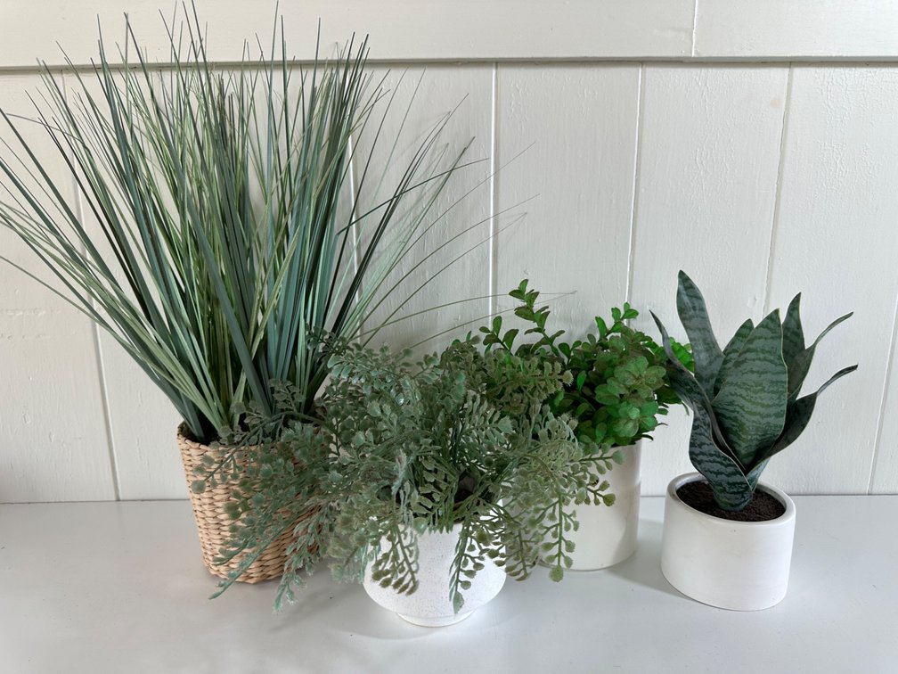 (X's 4) Faux Potted Plants – Modern Decor Greenery