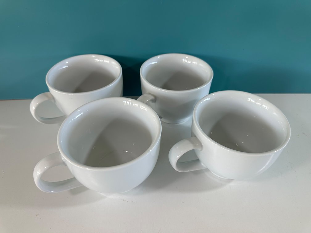 (X's 4) Pottery Barn Largs White Ceramic Coffee Mugs