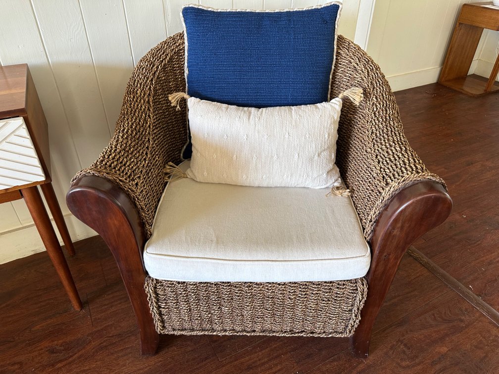 Wicker Armchair with Cushions