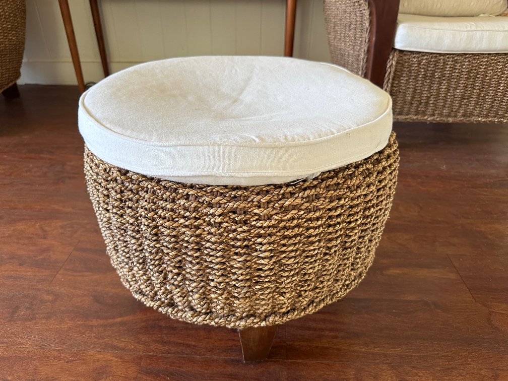 Wicker Ottoman with Cushion
