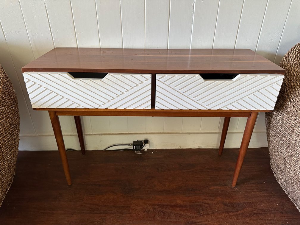 Mid-Century Modern Console Table with Chevron Drawers