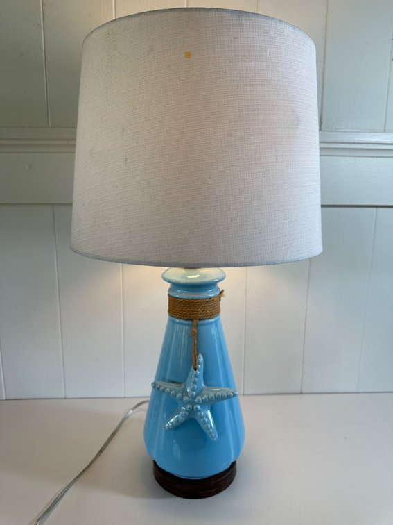 Coastal Blue Lamp with Starfish Accent