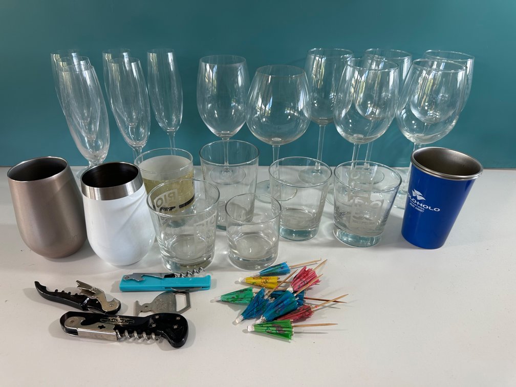 Barware & Glassware Lot with Accessories