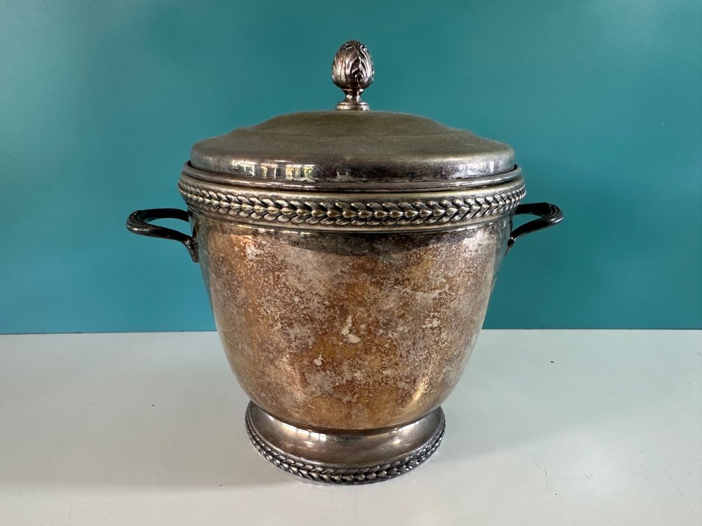 Vintage Silver-Plated Ice Bucket with Lid