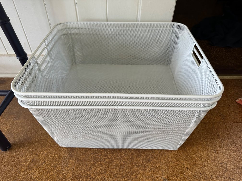 (X's 3) White Metal Mesh Storage Basket