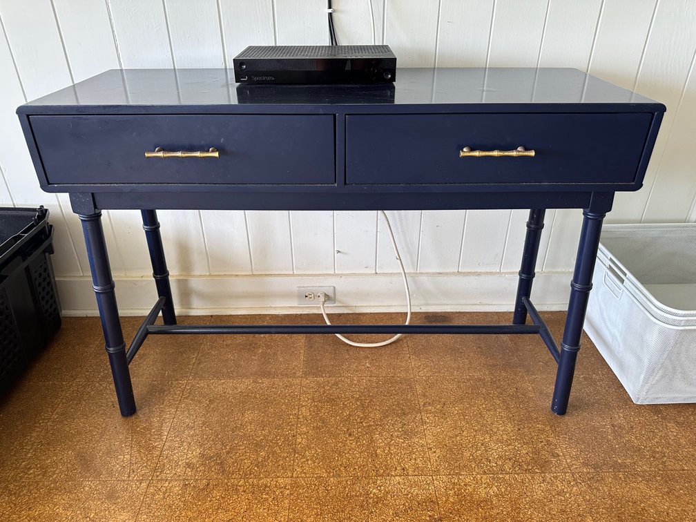 Navy Blue Console Table with Brass Handles
