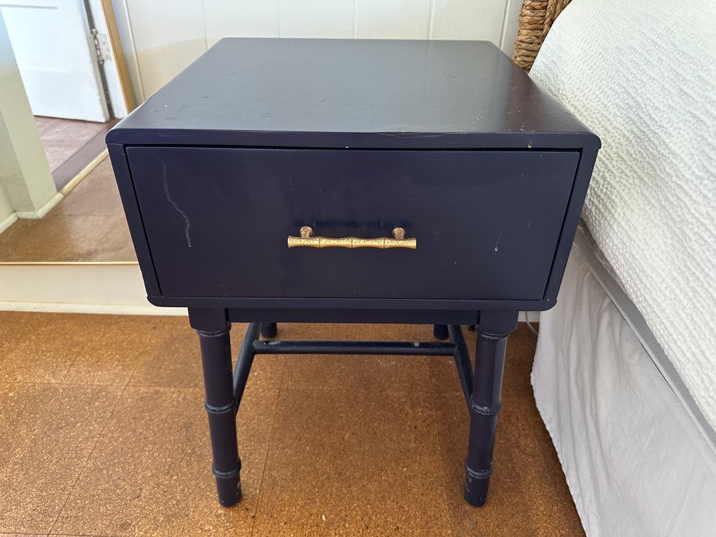 Navy Blue Nightstand with Brass Handle