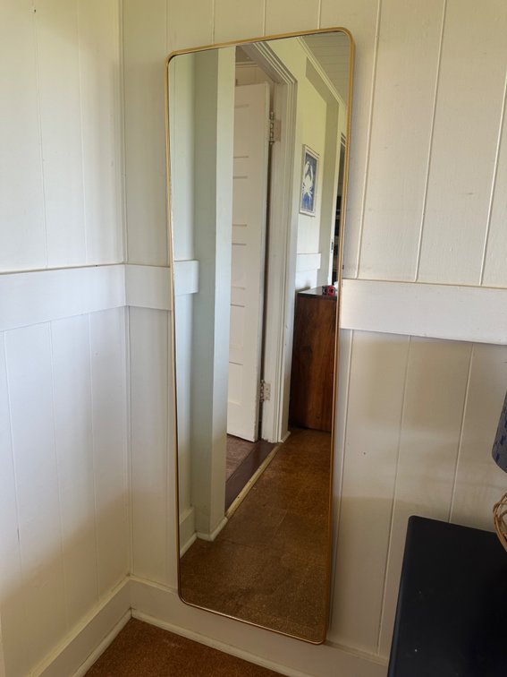 Tall Gold-Framed Floor Mirror