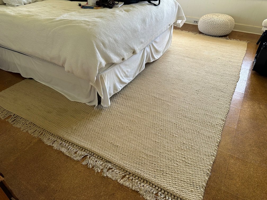 7' X 10' Large Neutral Woven Area Rug with Fringe