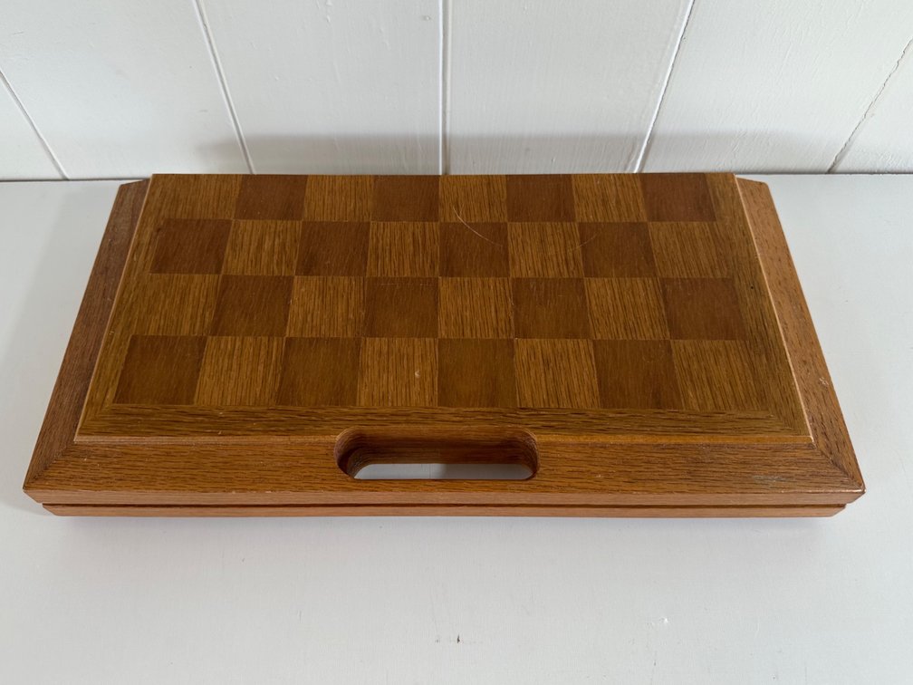 Wooden Game Board – Backgammon & Chess with Pieces