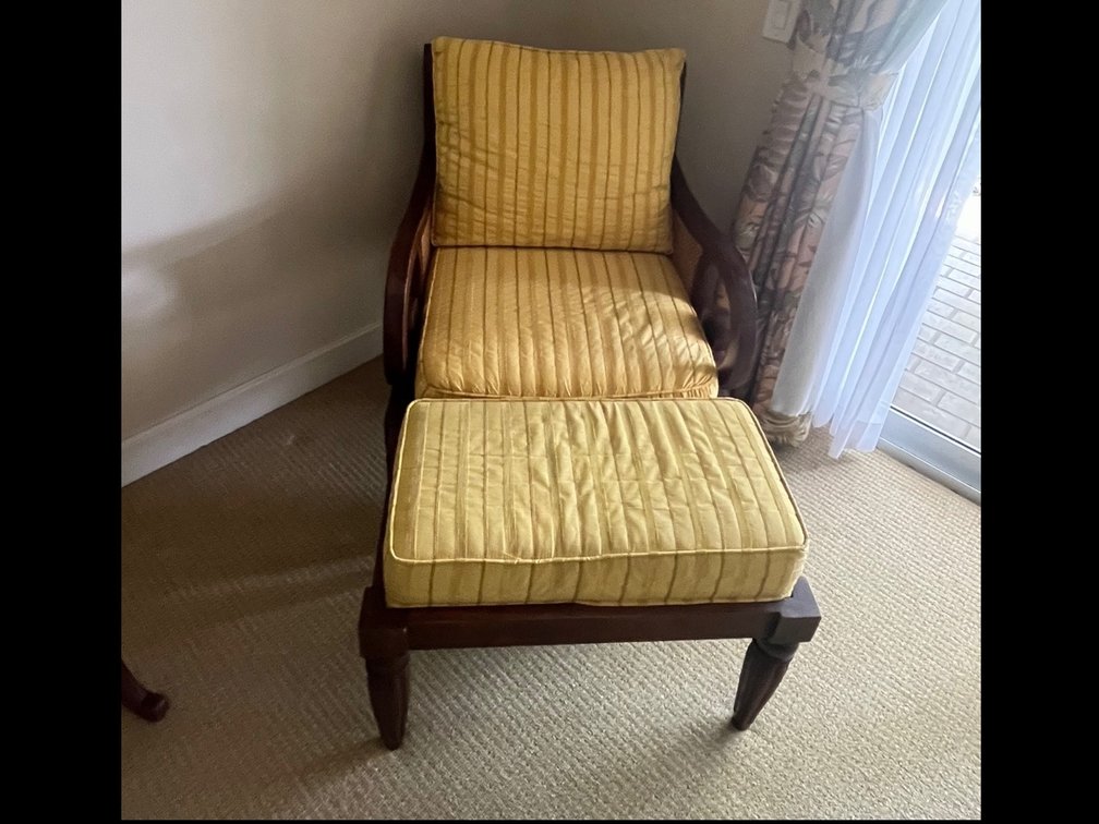 Solid wood Chair ottoman set with cushions