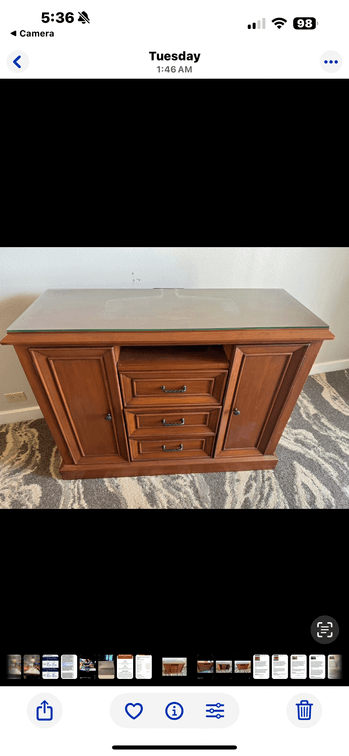 Wooden TV cabinet w/glass protector