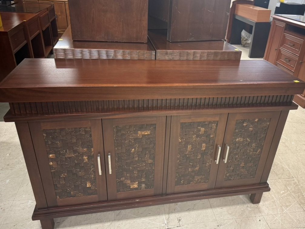 Coconut weave wooden credenza