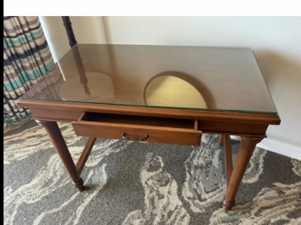 Wooden Desk with glass protector