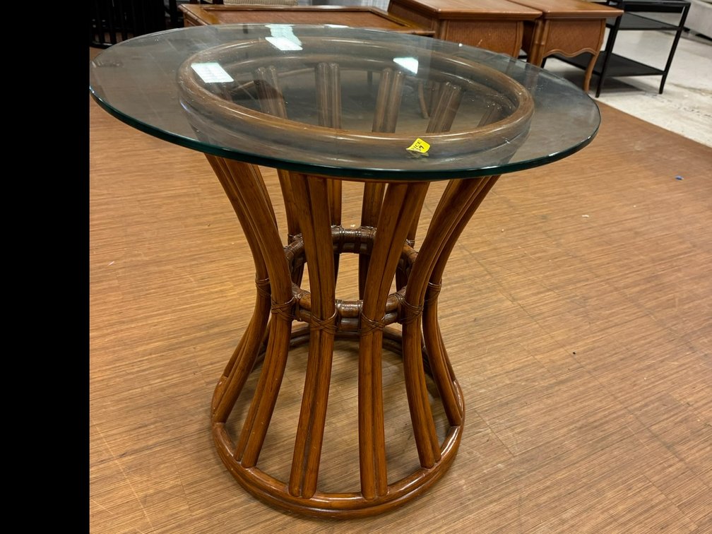 Rattan dining table with Glass top