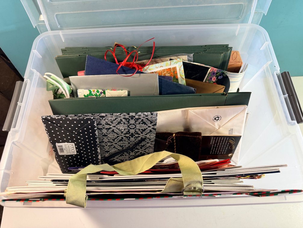 Plastic Storage Bin with Gift Bags