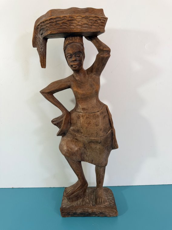 Hand-Carved African Figural Wood Sculpture