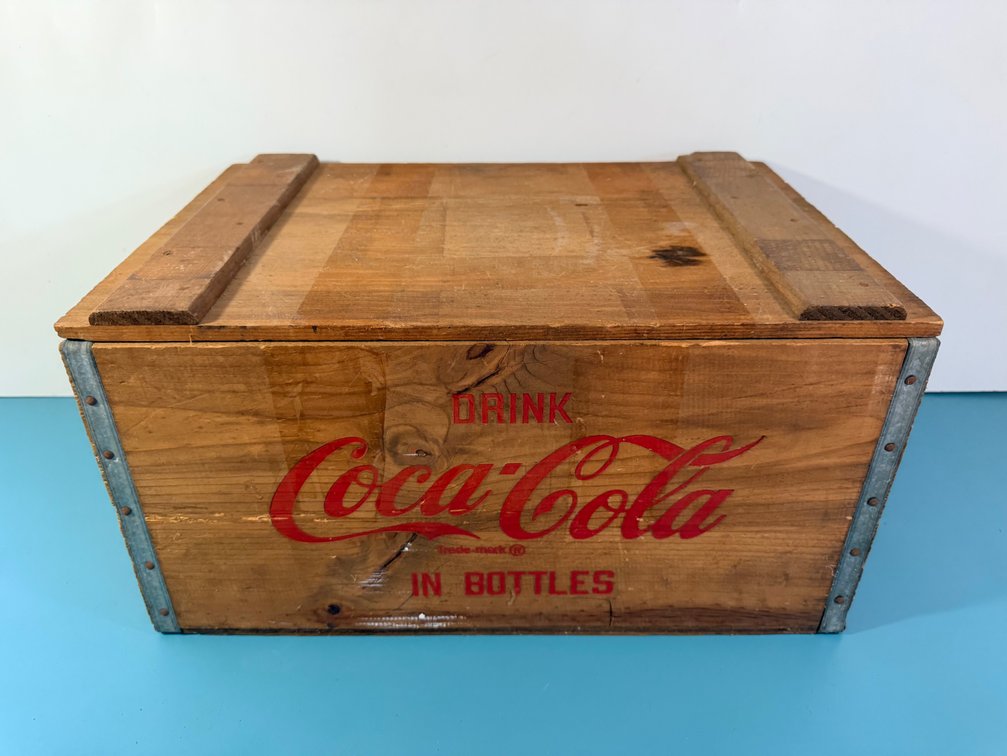 Vintage Coca-Cola Wooden Advertising Crate with Hinged Lid