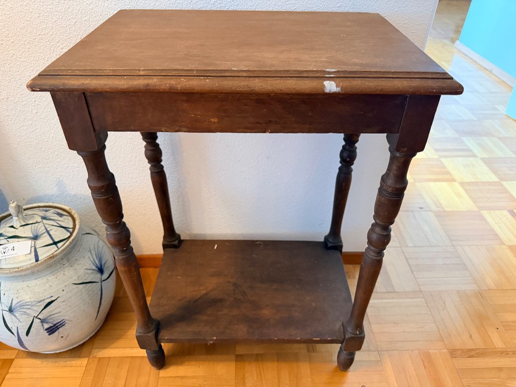 Antique Two-Tier Turned Leg Side Table