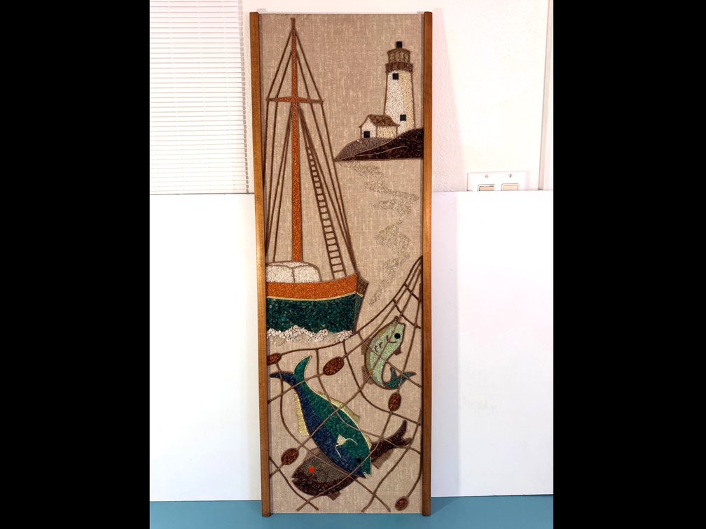 Vintage Nautical Pebble Art Wall Panel