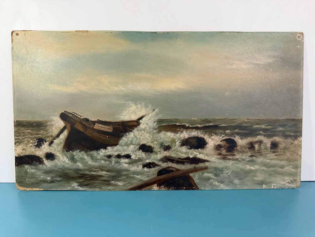 Original Maritime Shipwreck Painting on Board