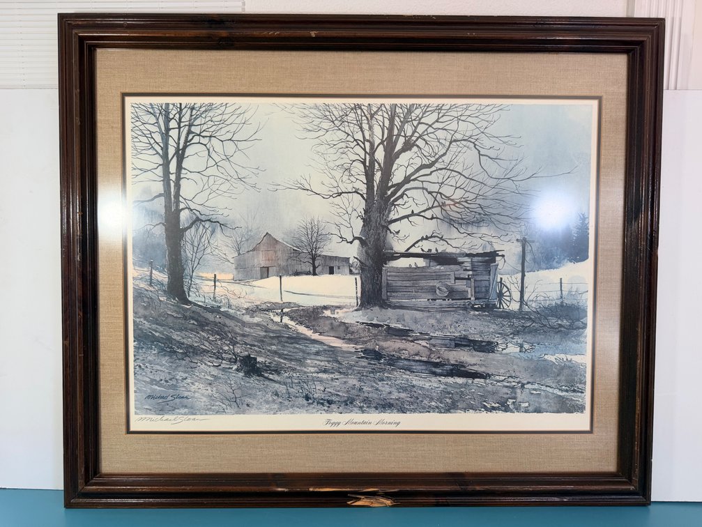 Michael Sloan “Foggy Mountain Morning” Signed Print, Framed