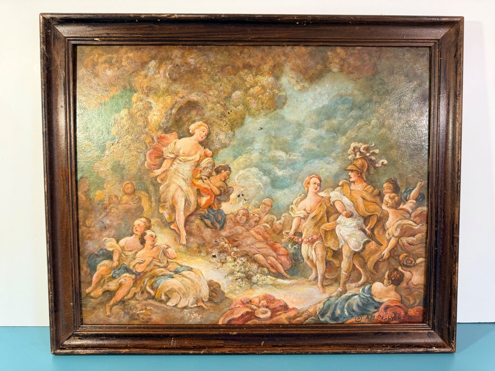 Classical Romantic Scene After Rubens, Signed A.M. Stöcker