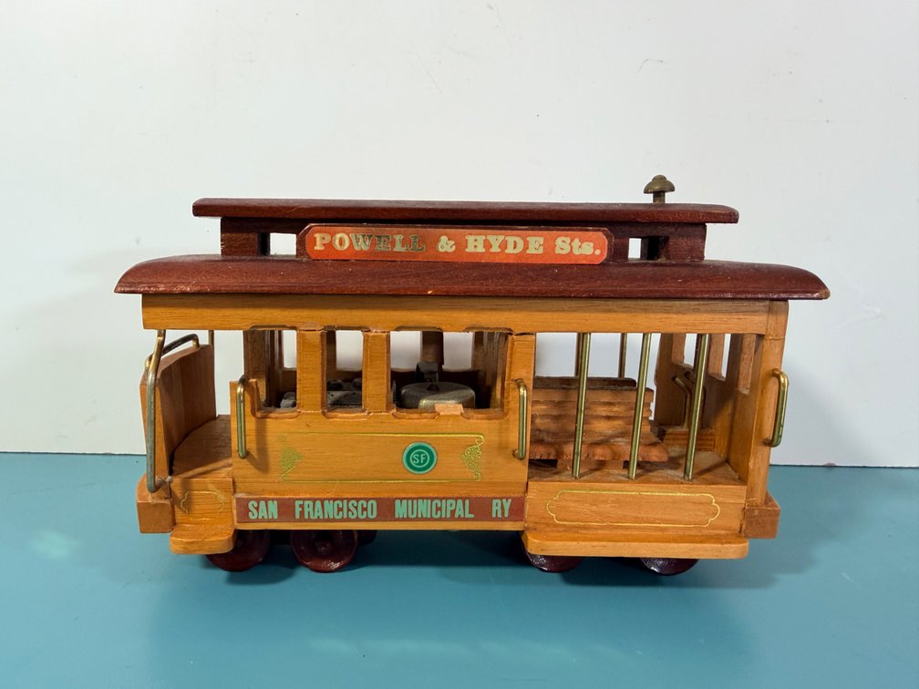 Wooden San Francisco Cable Car Musical Figurine