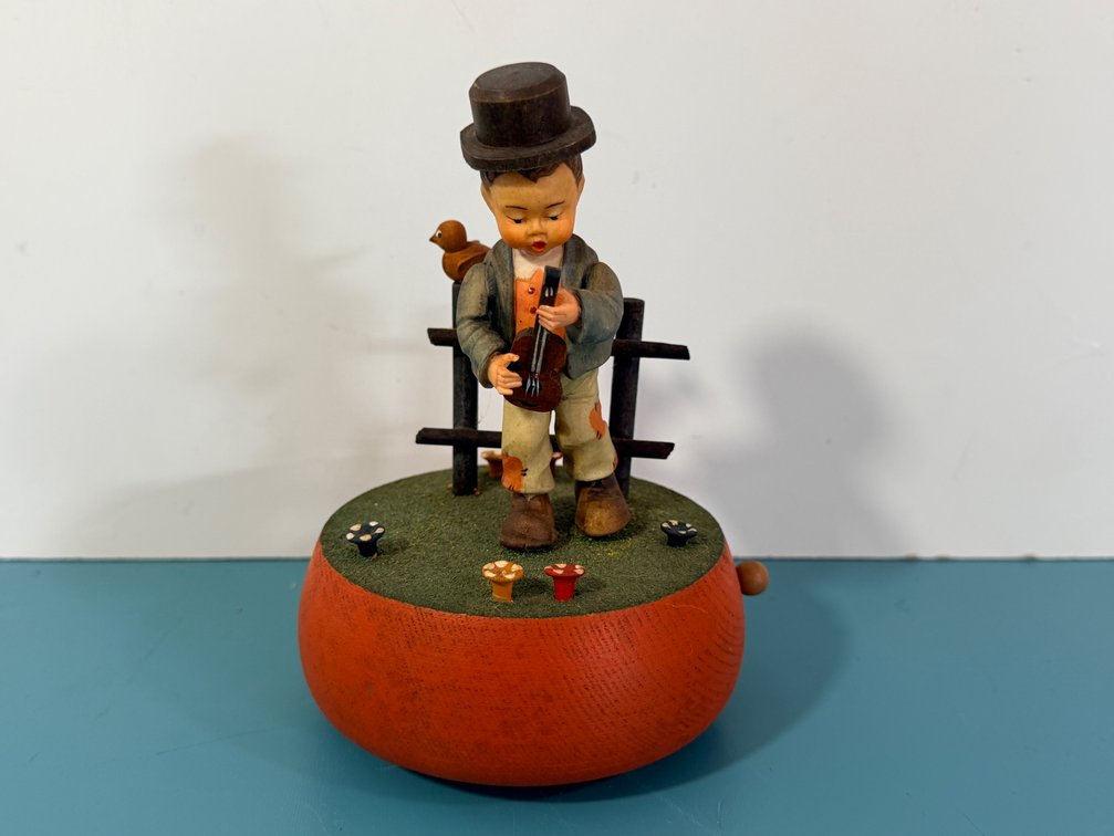 Reuge Swiss Musical Figurine Music Box – Violin Boy Scene (Non-Working)