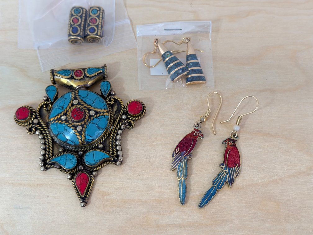 (X's 3) Jewelry Including Tibetan Style Pendant and Assorted Earrings