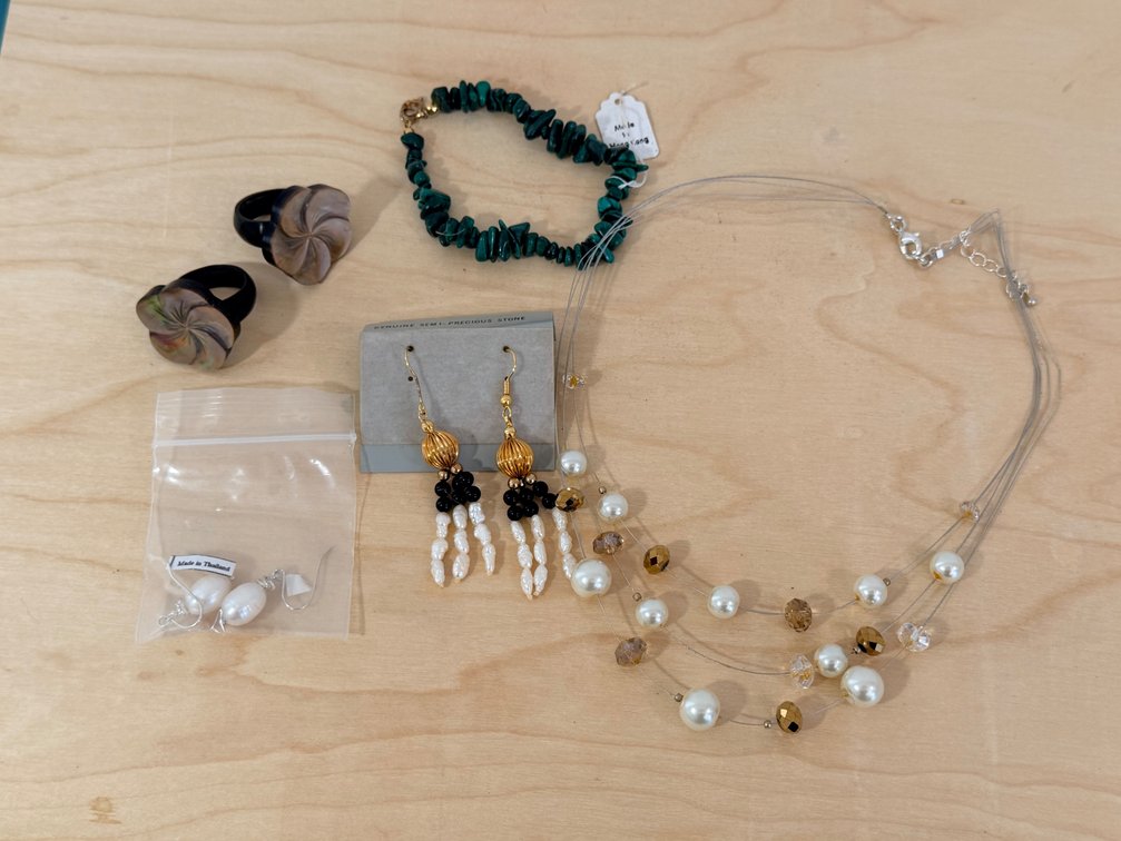 Mixed Jewelry Group Including Rings, Necklace, Bracelet, and Earrings