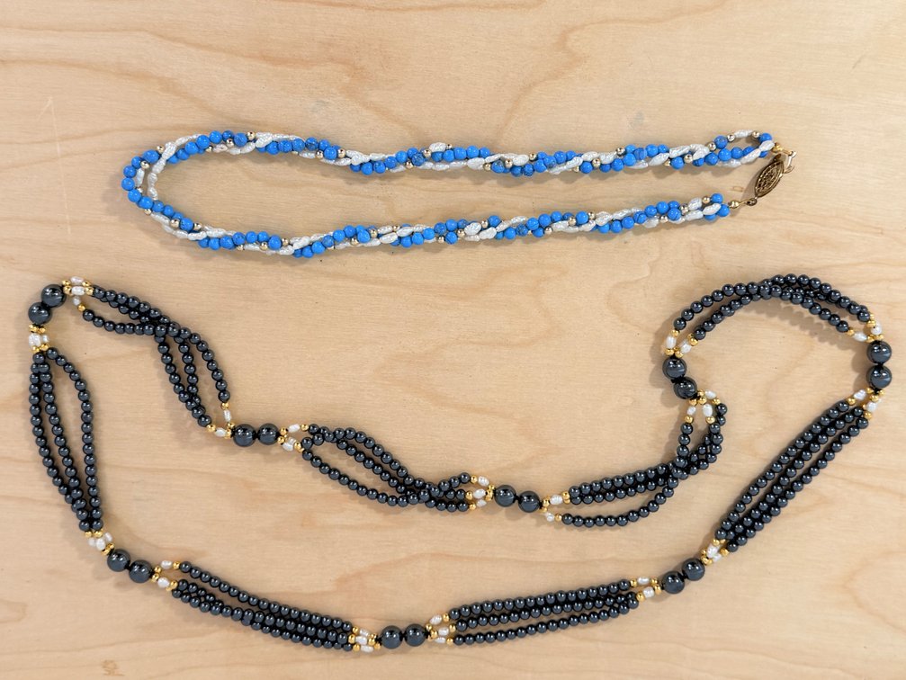 Two Beaded Necklaces with Multi-Strand Design