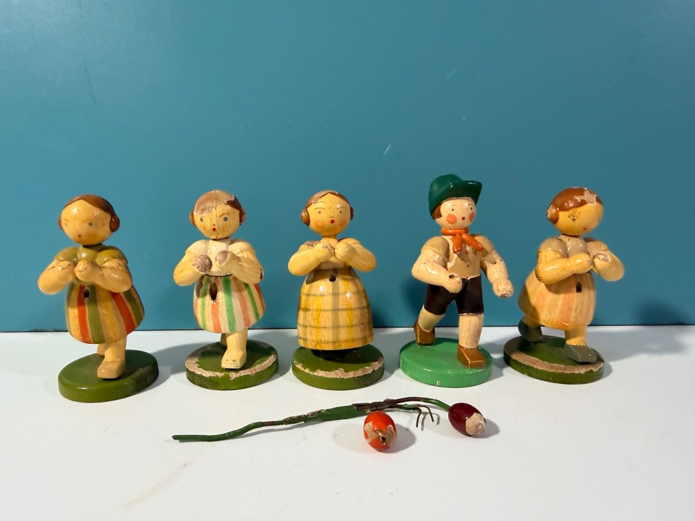 Collection of Vintage Hand-Carved Wooden Figurines