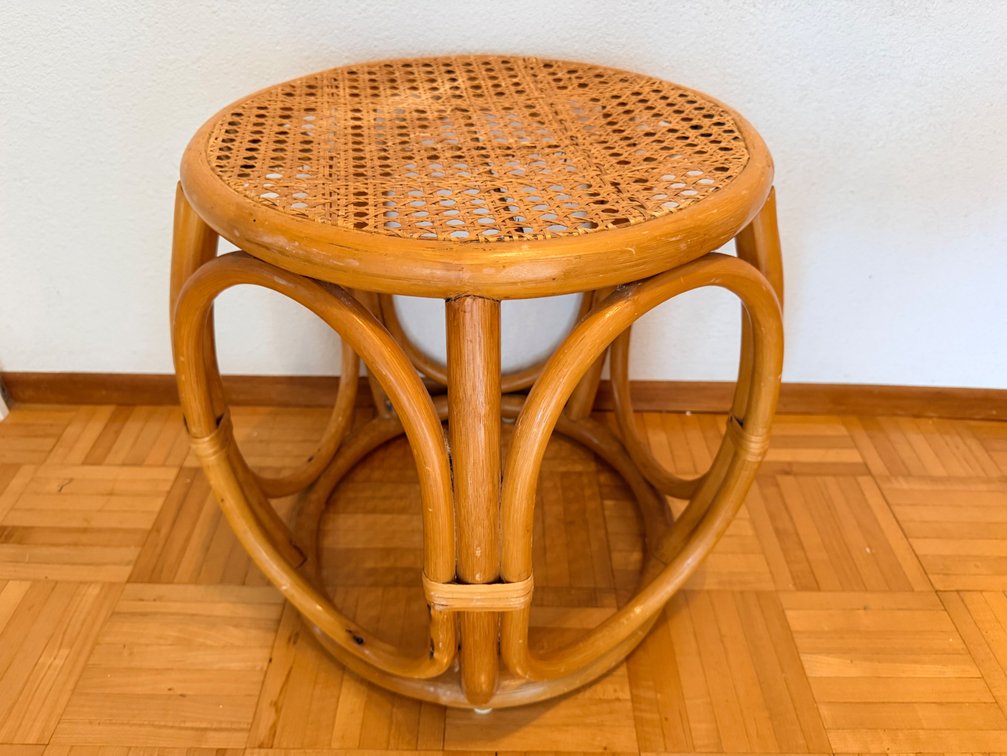 Bentwood Rattan Stool with Cane Seat