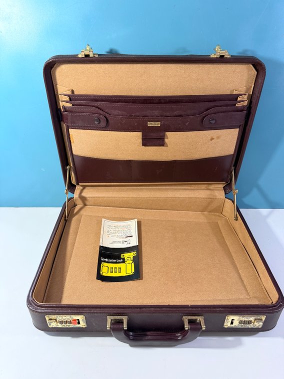 Vintage Leather Briefcase with Combination Locks