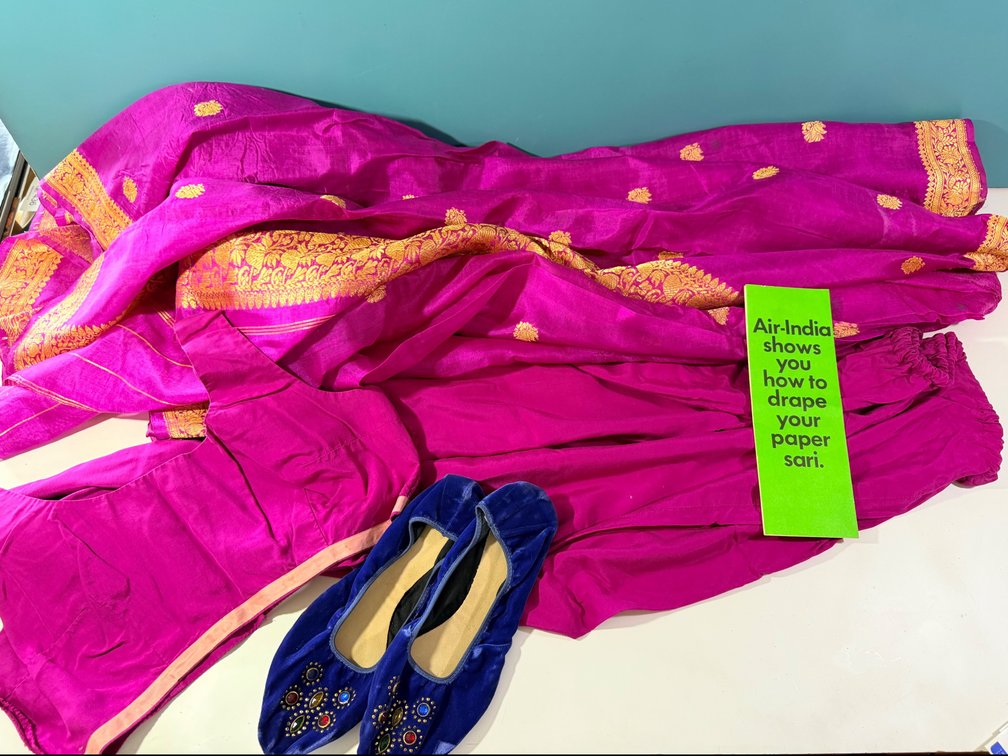 Traditional Pure Silk Indian Sari with Shoes