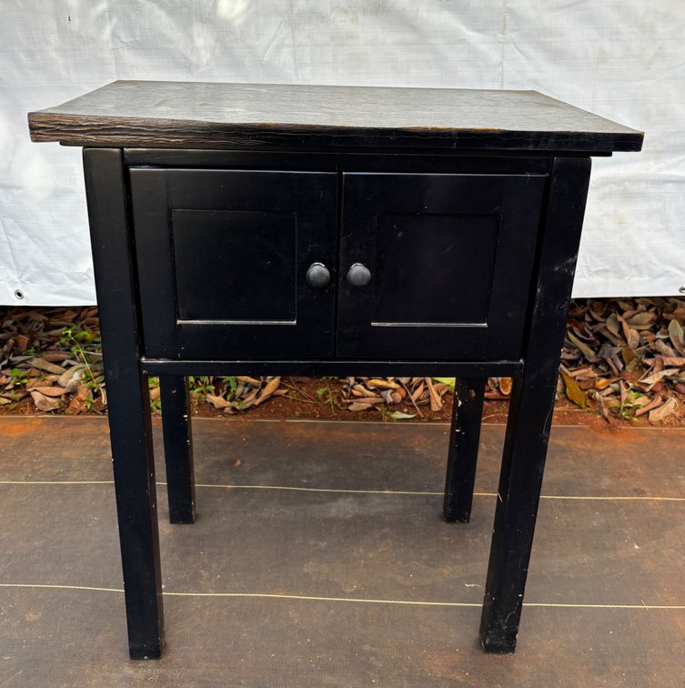 Black Side Table w/ Storage 