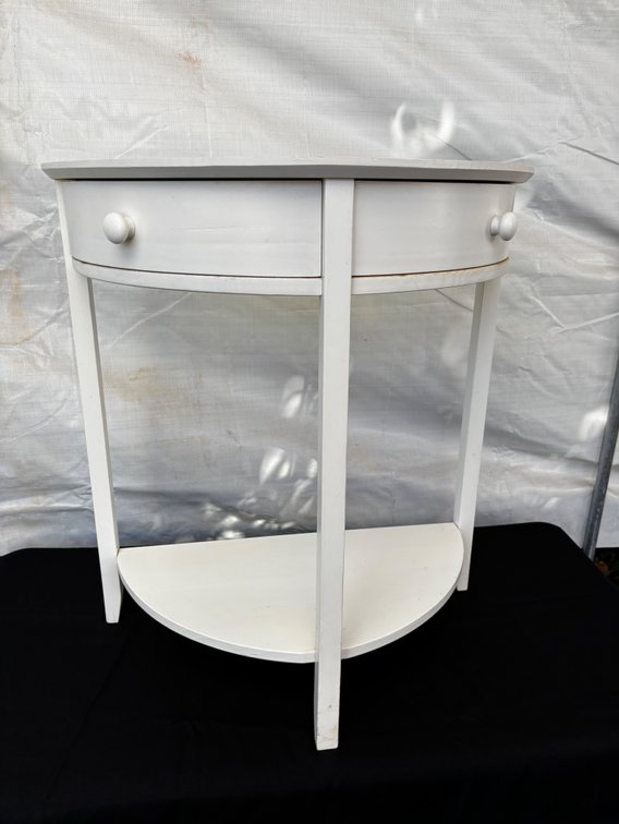 Rounded Side Table with White Finish 