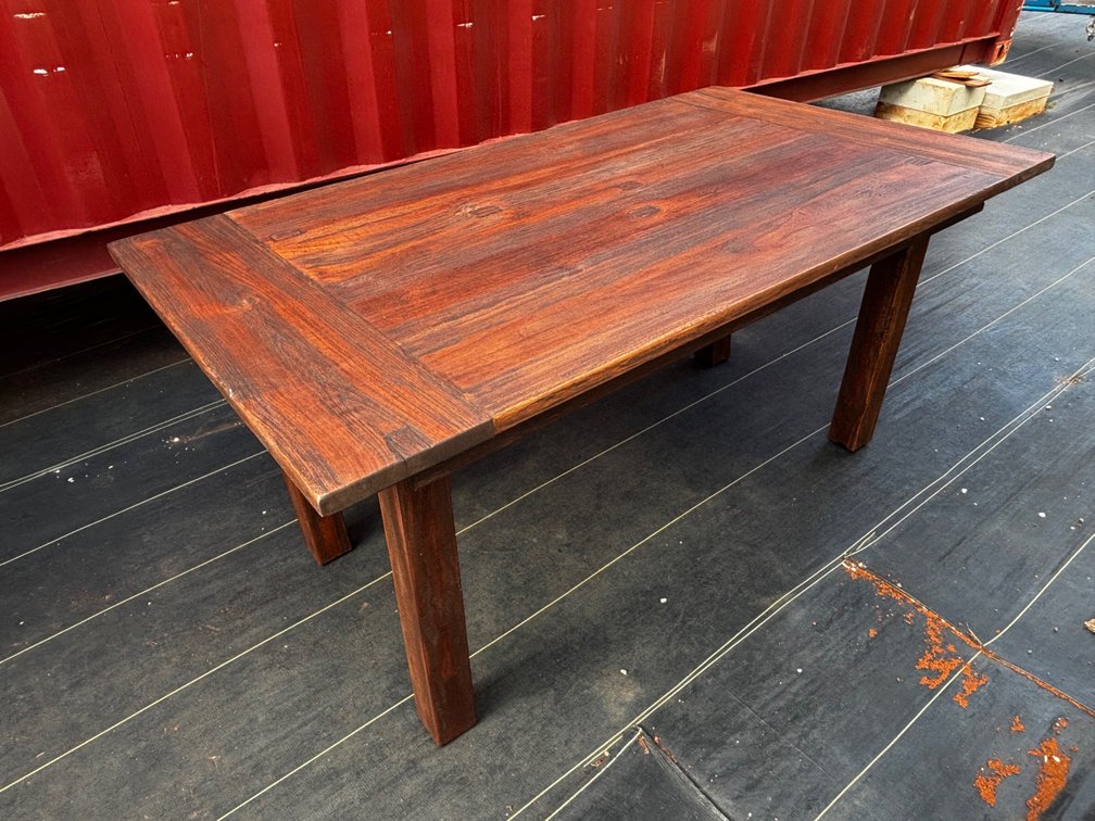 Two Frogs Hugging Teak Wood Table