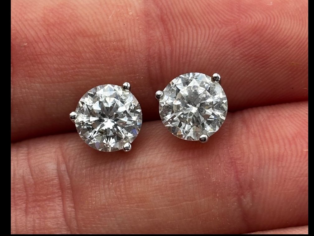 14k White Gold & 7mm CZ Stud Earrings 