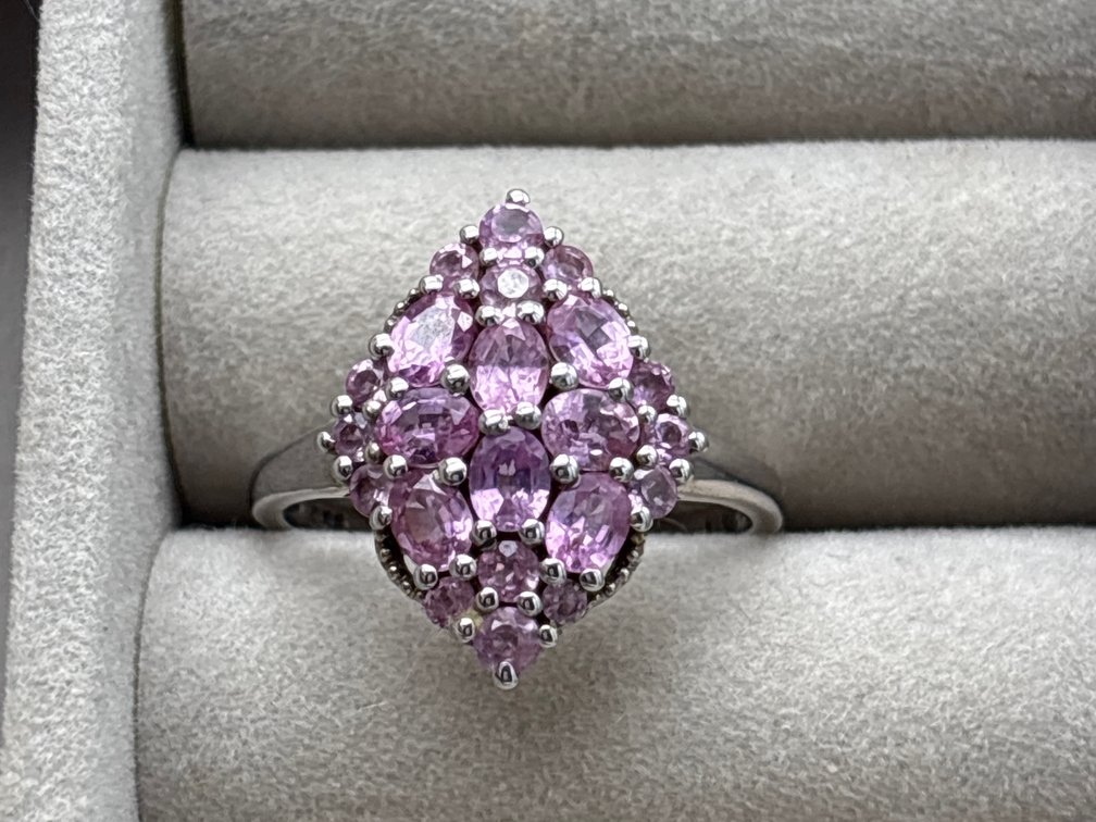 STS 925 Pink Cluster Diamond Shaped Ring