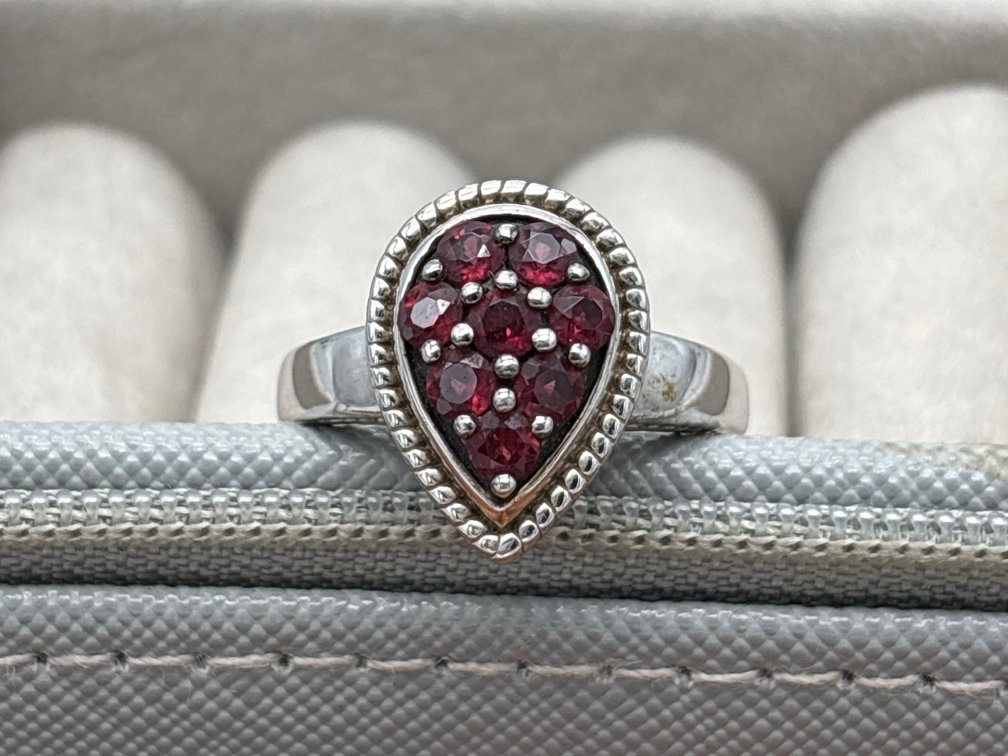 Teardrop Shaped Red Stone Ring Thailand 925
