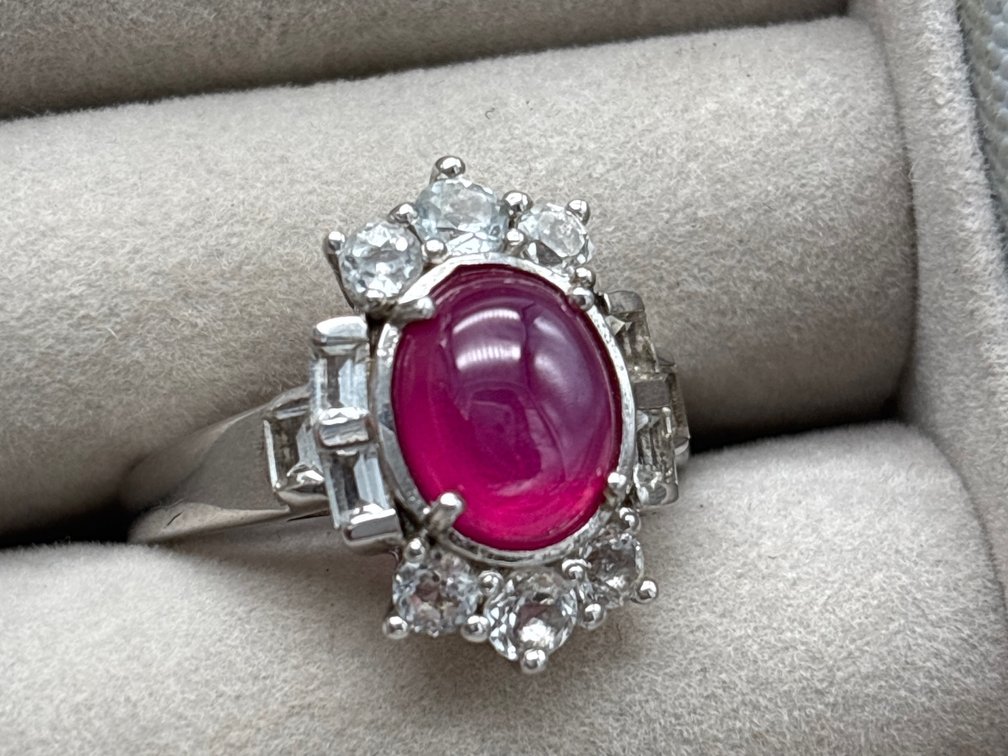 925 Thailand Pink & Clear Stone Cocktail Ring