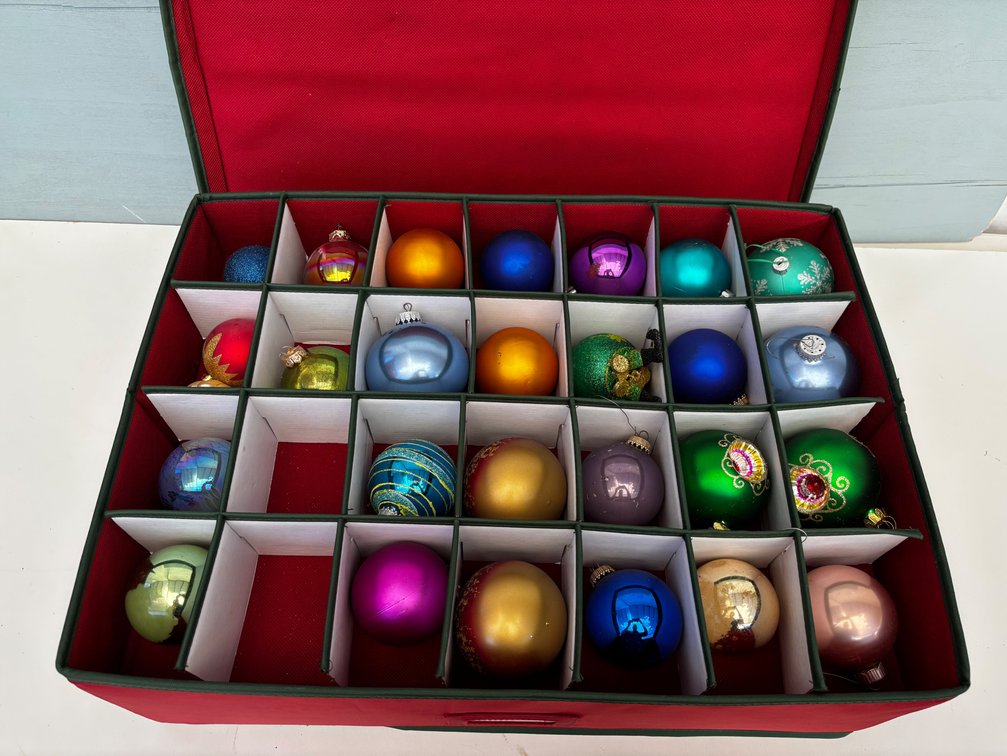 Two Tiered Ornament Storage Box w/ Ornaments
