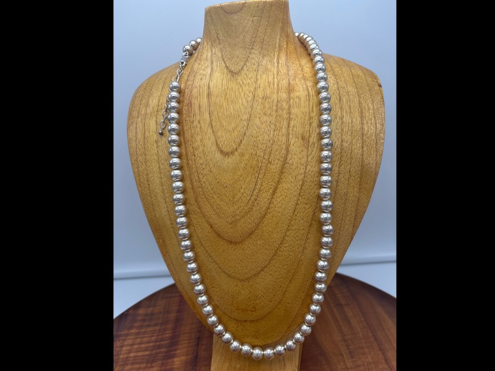 Sterling Silver Ball Beaded Necklace 