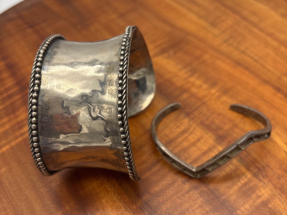 Two Unmarked Silver Bracelets 